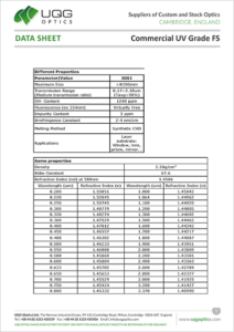 Commercial UV Grade FS Data Sheet 1