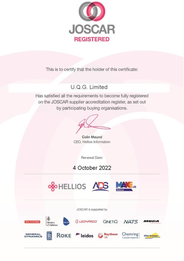 JOSCAR Accreditation Certificate
