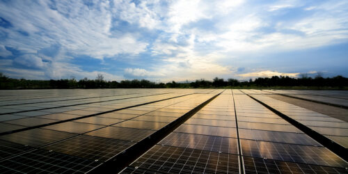 Field of solar panels. Renewable energy